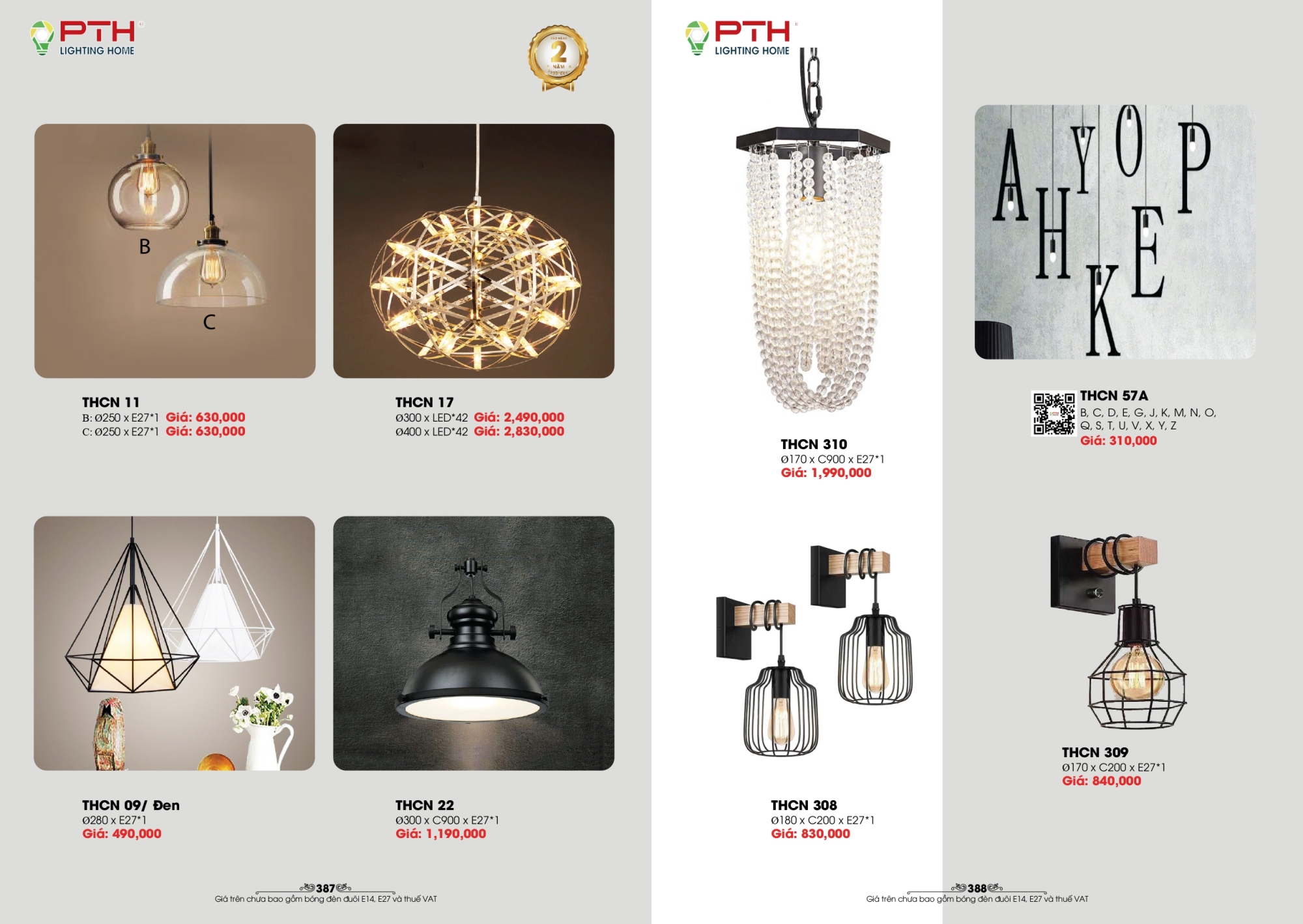 Bảng giá đèn trang trí PTH Lighting Home 2026